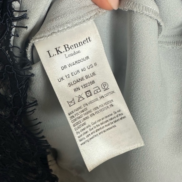 L.K. Bennett Navy London Wardour Lace Overlay Dress Size 8 - Picture 3 of 7